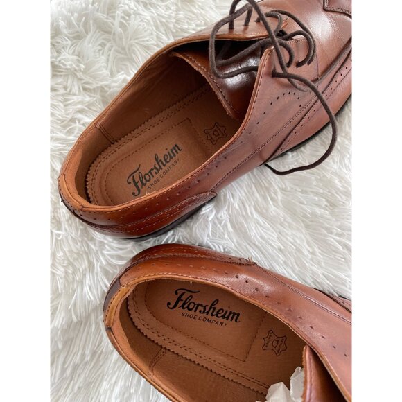 FLORSHEIM Sorrento Mens Cognac Leather Wingtip Dress Shoes Size 11 main image 5
